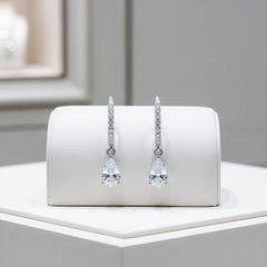 CUBIC ZIRCONIA COLLECTION -PEAR DROP EARRINGS - CZER896 SILVER