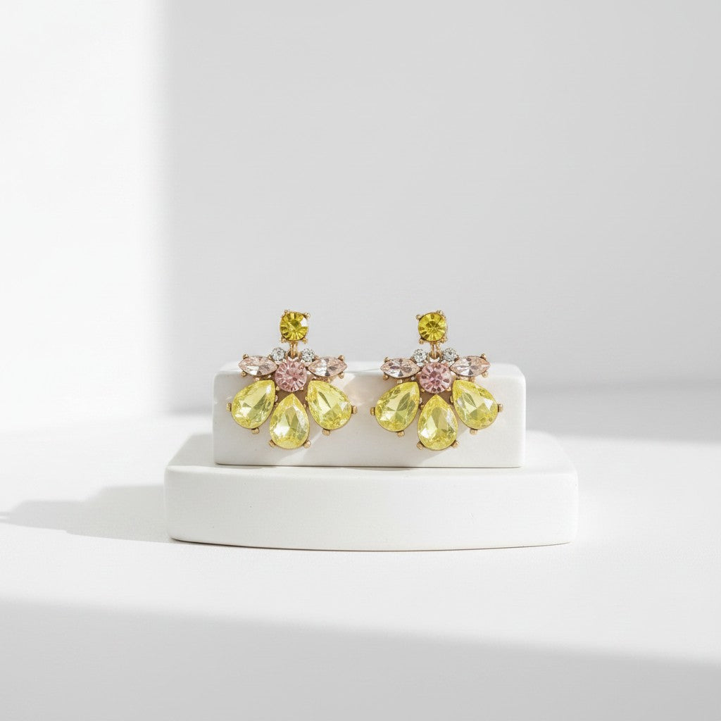 ATHENA COLLECTION - GLAM DIVA EARRINGS - CZER891 YELLOW