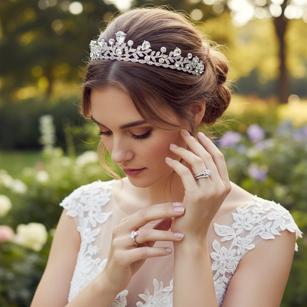 ATHENA COLLECTION - CHIC CRYSTAL TIARA - AHB27 SILVER