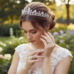 ATHENA COLLECTION - CHIC CRYSTAL TIARA - AHB27 SILVER