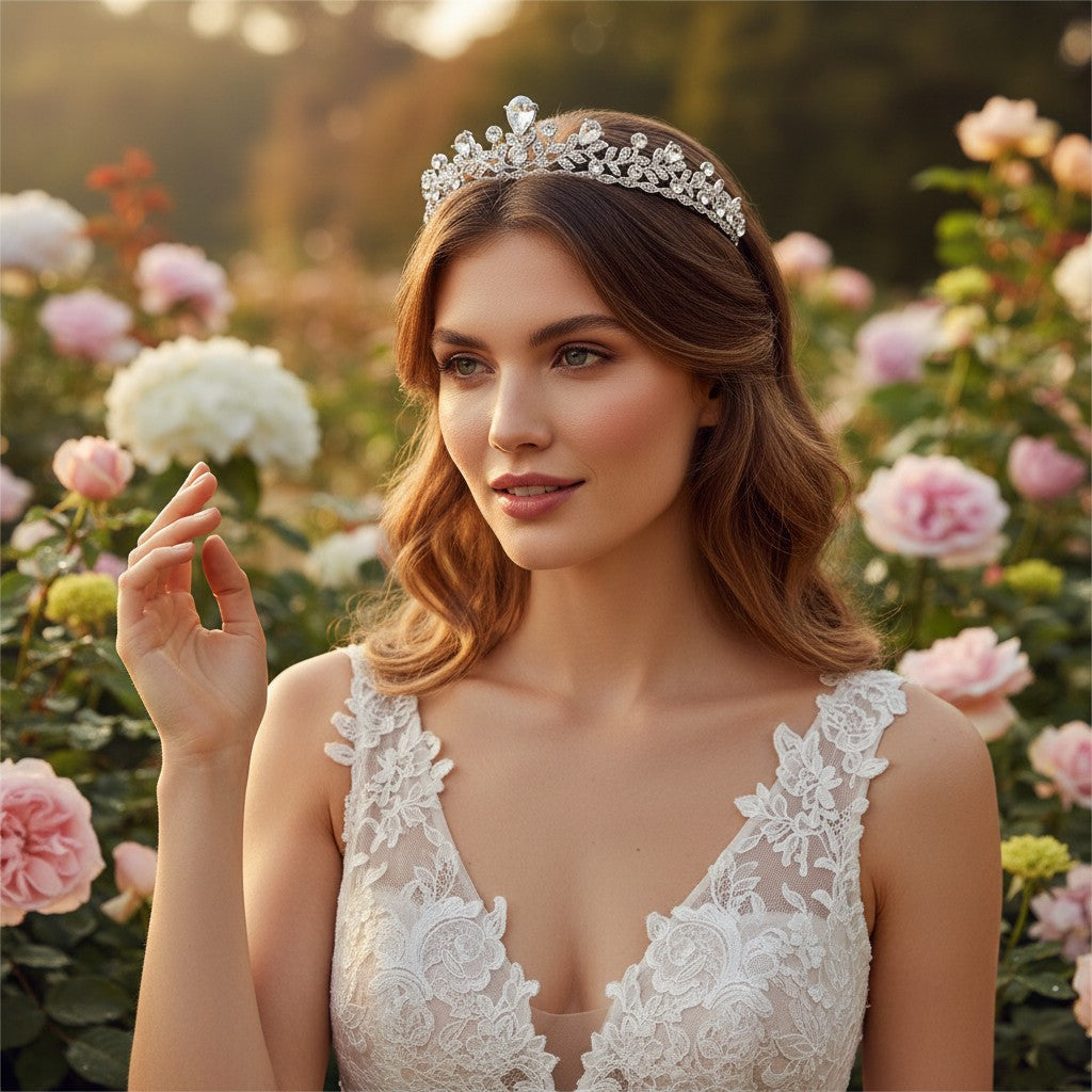 ATHENA COLLECTION - CHIC CRYSTAL TIARA - AHB27 SILVER