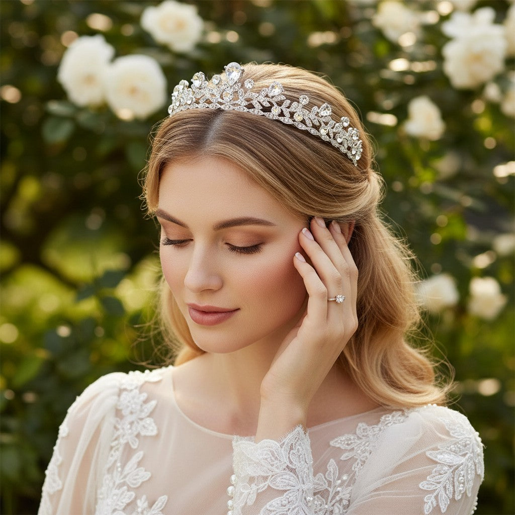 ATHENA COLLECTION - CHIC CRYSTAL TIARA - AHB27 SILVER
