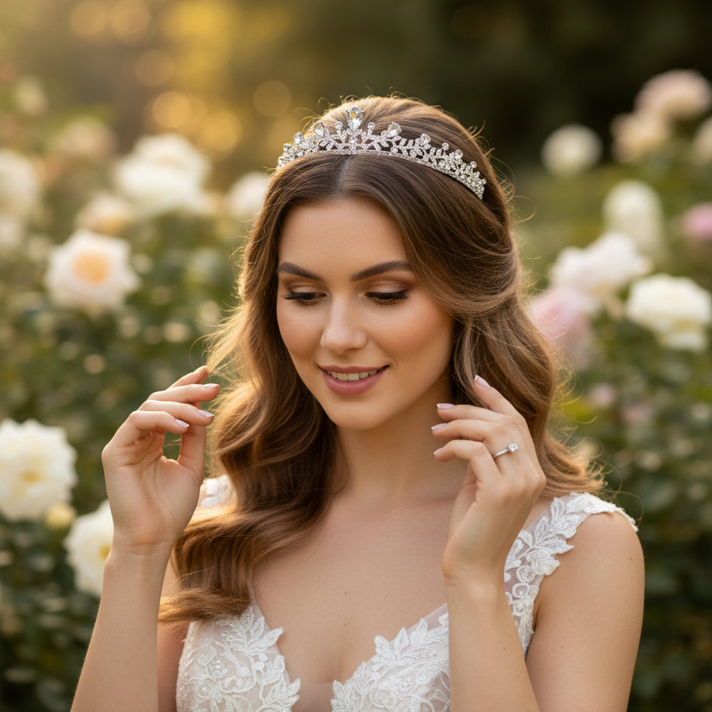 ATHENA COLLECTION - CHIC CRYSTAL TIARA - AHB27 SILVER