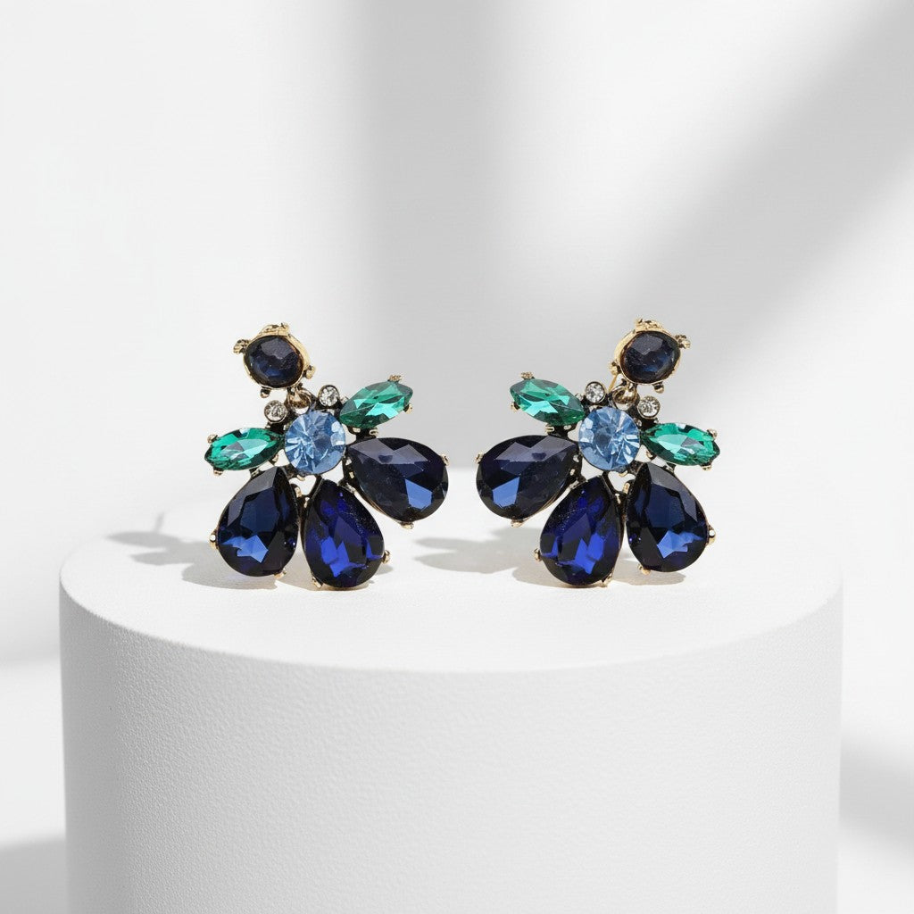 ATHENA COLLECTION - GLAM DIVA EARRINGS - CZER891 NAVY BLUE