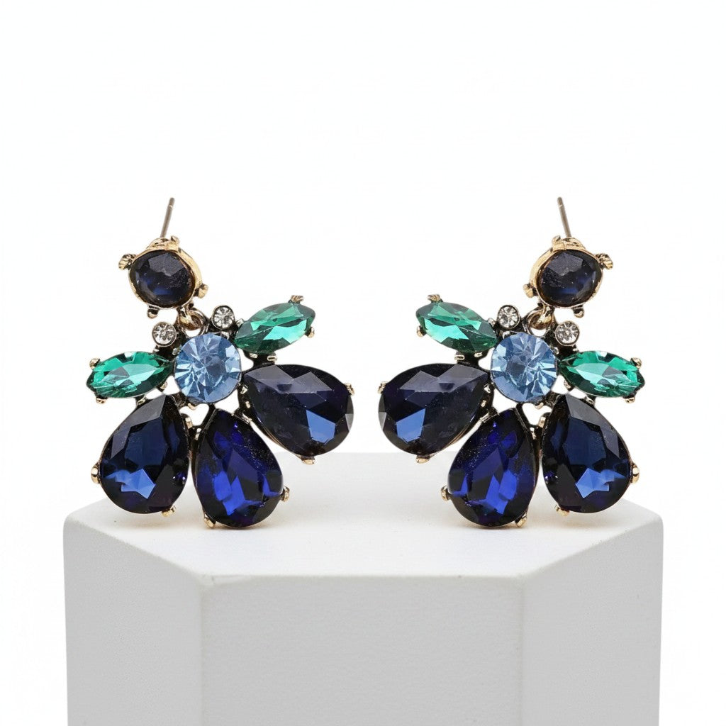 ATHENA COLLECTION - GLAM DIVA EARRINGS - CZER891 NAVY BLUE