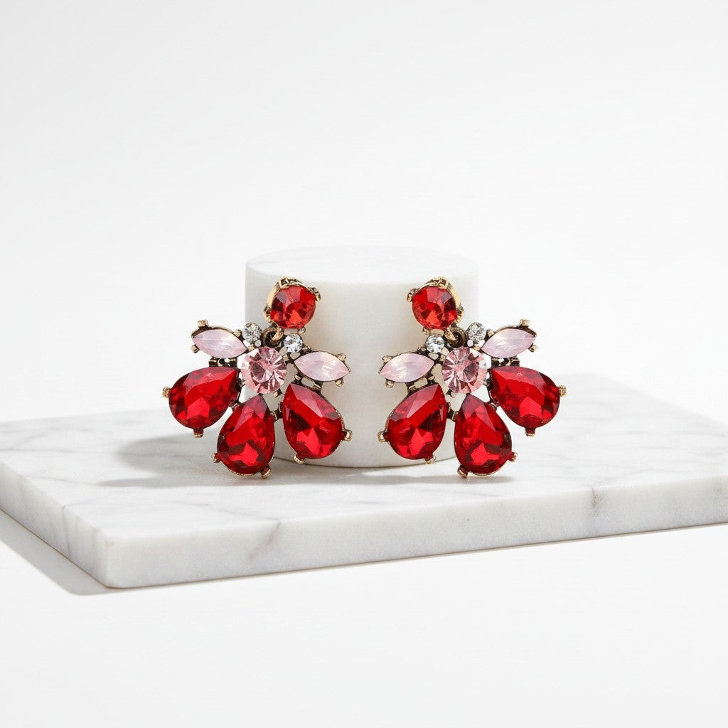 ATHENA COLLECTION - GLAM DIVA EARRINGS - CZER891 RED