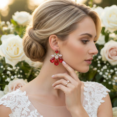ATHENA COLLECTION - GLAM DIVA EARRINGS - CZER891 RED