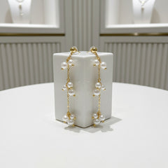 ATHENA COLLECTION - DAINTY PEARL EARRINGS - CZER897 GOLD