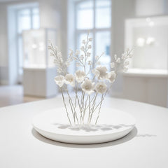 ATHENA COLLECTION - EXQUISITE BOUQUET HAIR PIN SET - (PIN 83) SILVER
