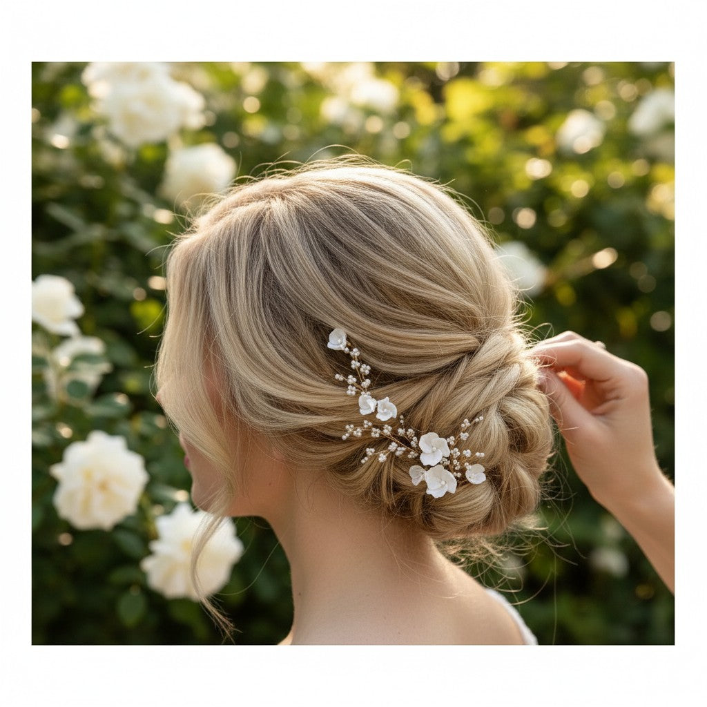 ATHENA COLLECTION - EXQUISITE BOUQUET HAIR PIN SET - (PIN 83) GOLD