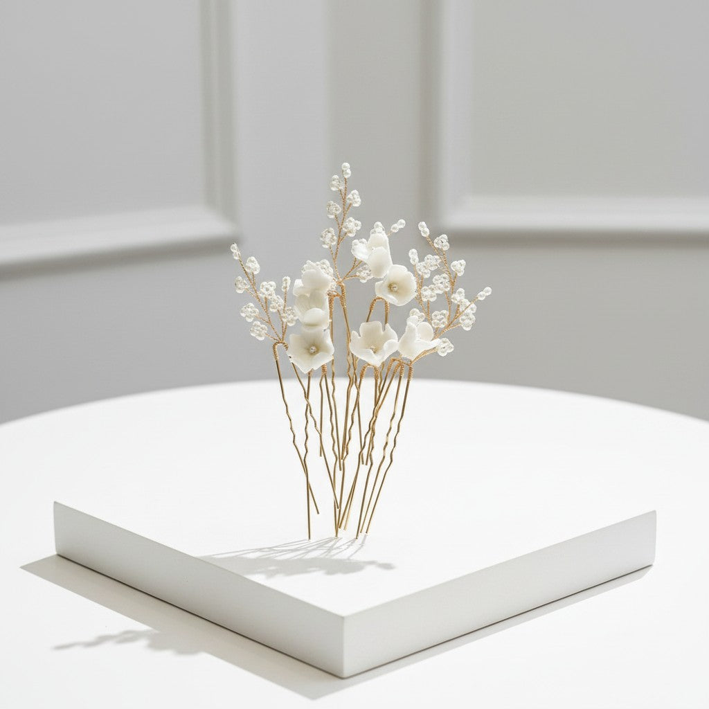 ATHENA COLLECTION - EXQUISITE BOUQUET HAIR PIN SET - (PIN 83) GOLD