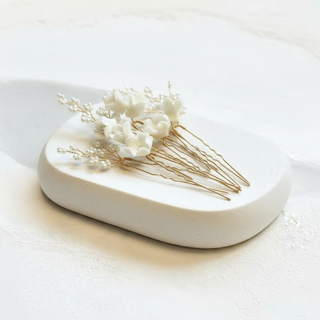ATHENA COLLECTION - EXQUISITE BOUQUET HAIR PIN SET - (PIN 83) GOLD