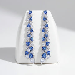 CUBIC ZIRCONIA COLLECTION - STATEMENT WATERFALL EARRINGS - SAPPHIRE CZER900