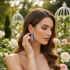 CUBIC ZIRCONIA COLLECTION - BRIDGERTON STYLE EARRINGS - PINK - CZER902