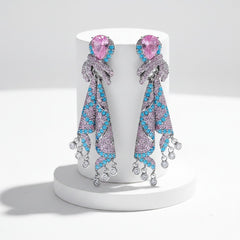 CUBIC ZIRCONIA COLLECTION - BRIDGERTON STYLE EARRINGS - PINK - CZER902