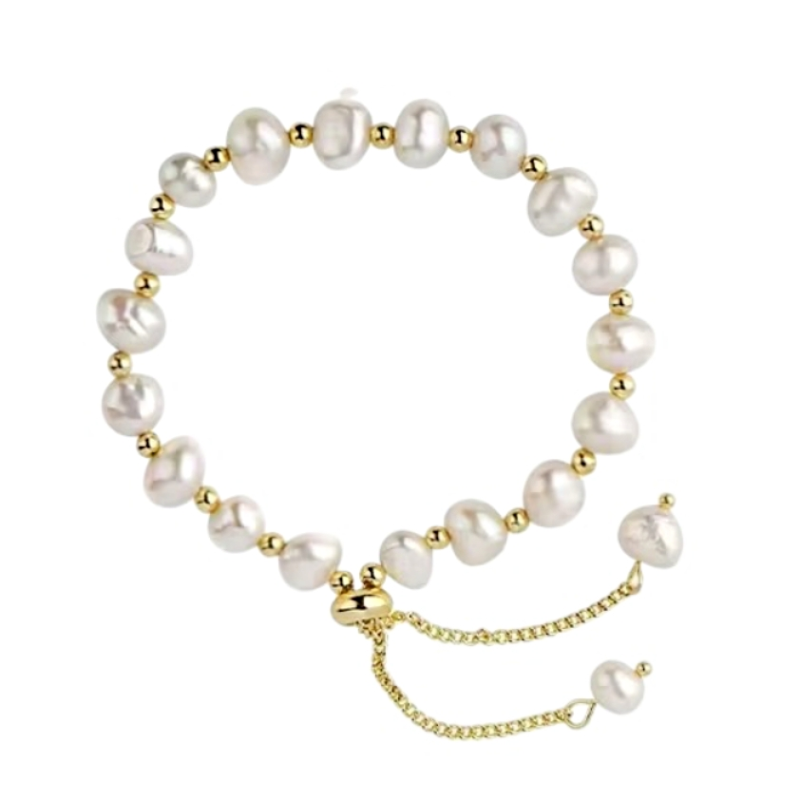 ATHENA COLLECTION - ADJUSTABLE BAROQUE PEARL BRACELET - BR175