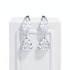 CUBIC ZIRCONIA COLLECTION - STARLET CHIC CLIP ON EARRINGS - CZER903 SILVER