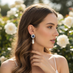 CUBIC ZIRCONIA COLLECTION - SPARKING BLUE EARRINGS - CZER905