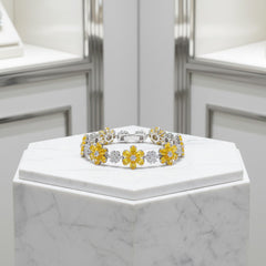 CUBIC ZIRCONIA COLLECTION - GLITZY GLAM FLOWER BRACELET - YELLOW (BR176)