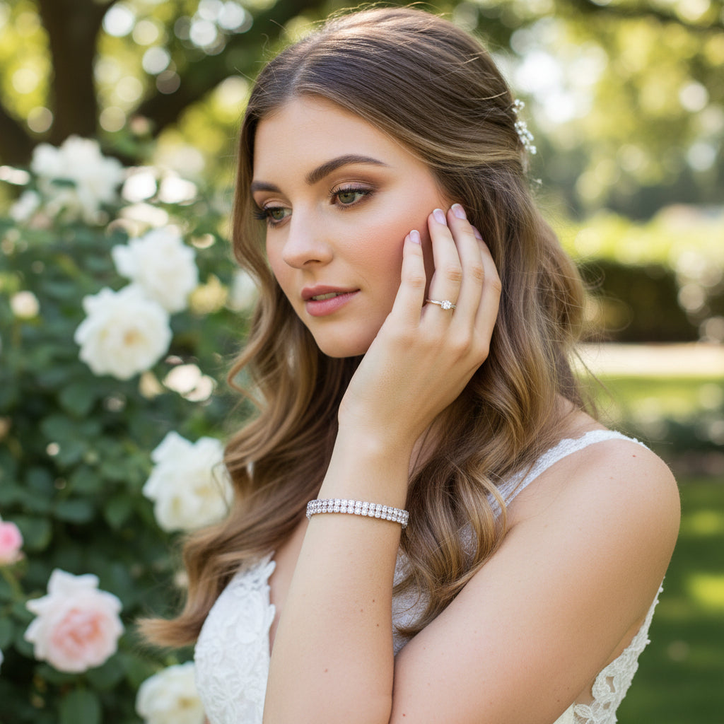 CUBIC ZIRCONIA COLLECTION - CRYSTAL ALLURE BRACELET - BR177 SILVER