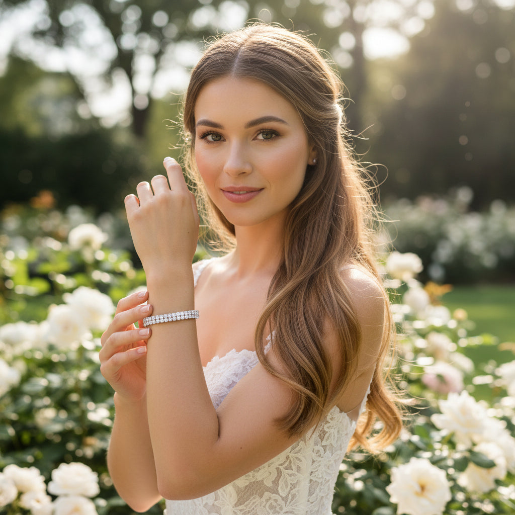CUBIC ZIRCONIA COLLECTION - CRYSTAL ALLURE BRACELET - BR177 SILVER