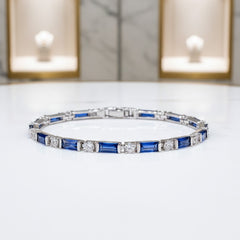 CUBIC ZIRCONIA COLLECTION - DAINTY DAZZLE BRACELET - BR178 BLUE