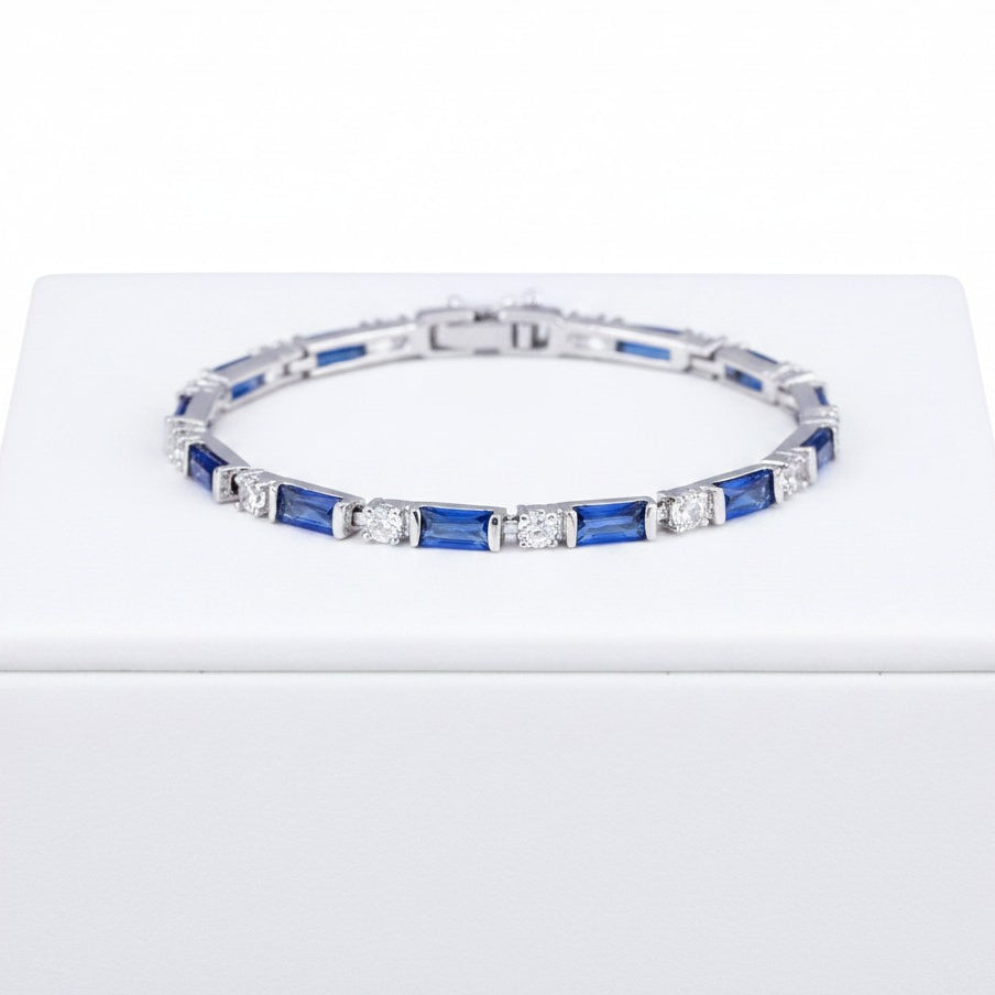 CUBIC ZIRCONIA COLLECTION - DAINTY DAZZLE BRACELET - BR178 BLUE