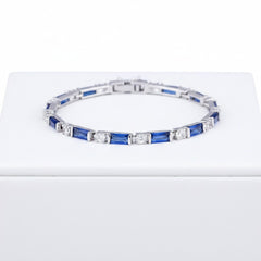 CUBIC ZIRCONIA COLLECTION - DAINTY DAZZLE BRACELET - BR178 BLUE