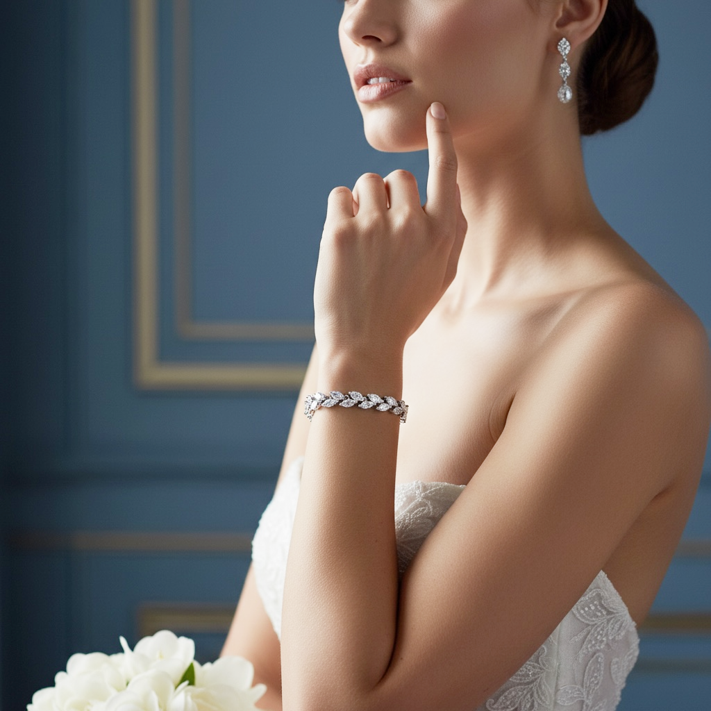 CUBIC ZIRCONIA COLLECTION - CRYSTAL ALLURE BRACELET - CZBR171 SILVER