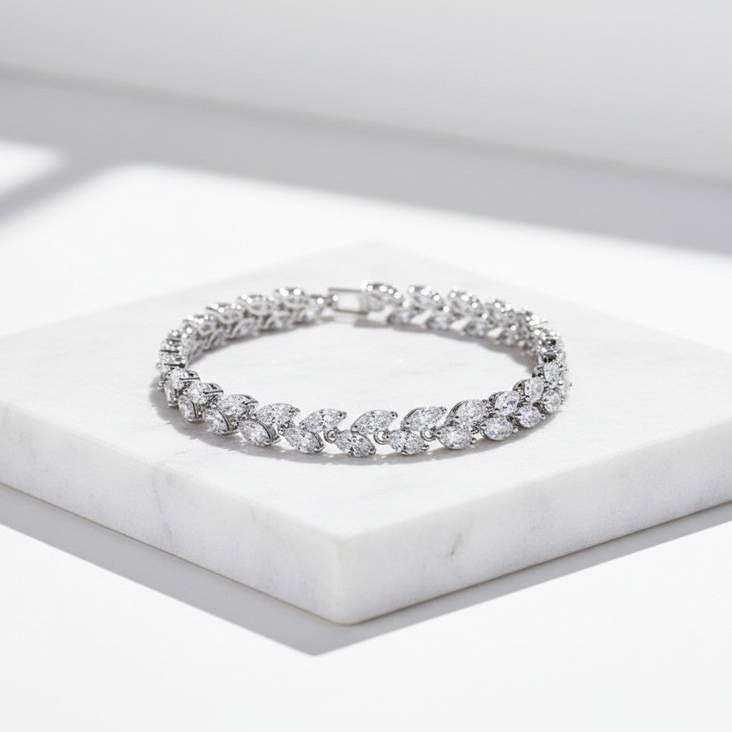 CUBIC ZIRCONIA COLLECTION - CRYSTAL ALLURE BRACELET - CZBR171 SILVER