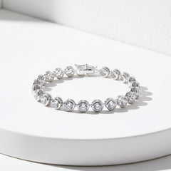 CUBIC ZIRCONIA COLLECTION - CRYSTAL SPARKLE BRACELET - BR172 SILVER