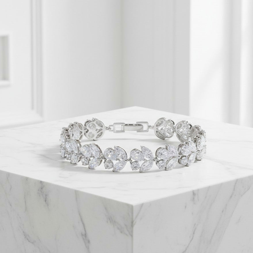 CUBIC ZIRCONIA COLLECTION - CRYSTAL SHIMMER BRACELET - CZBR173 SILVER