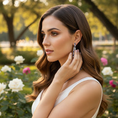CUBIC ZIRCONIA COLLECTION - STATEMENT WATERFALL NECKLACE SET - SAPPHIRE CZNK269