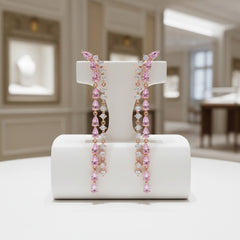 CUBIC ZIRCONIA COLLECTION - GLAM PINK WATERFALL EARRINGS CZER907
