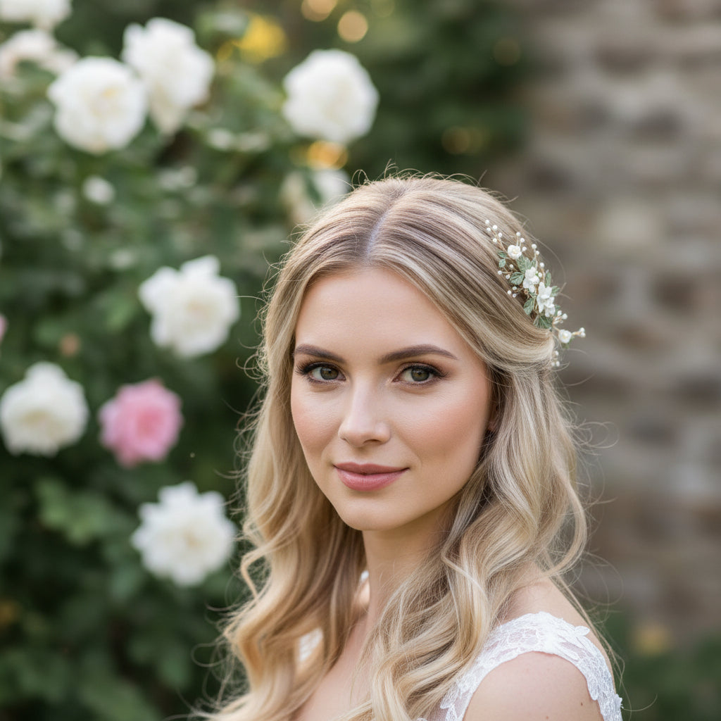 ATHENA COLLECTION - EXQUISITE FLORAL HAIR COMB - HC308