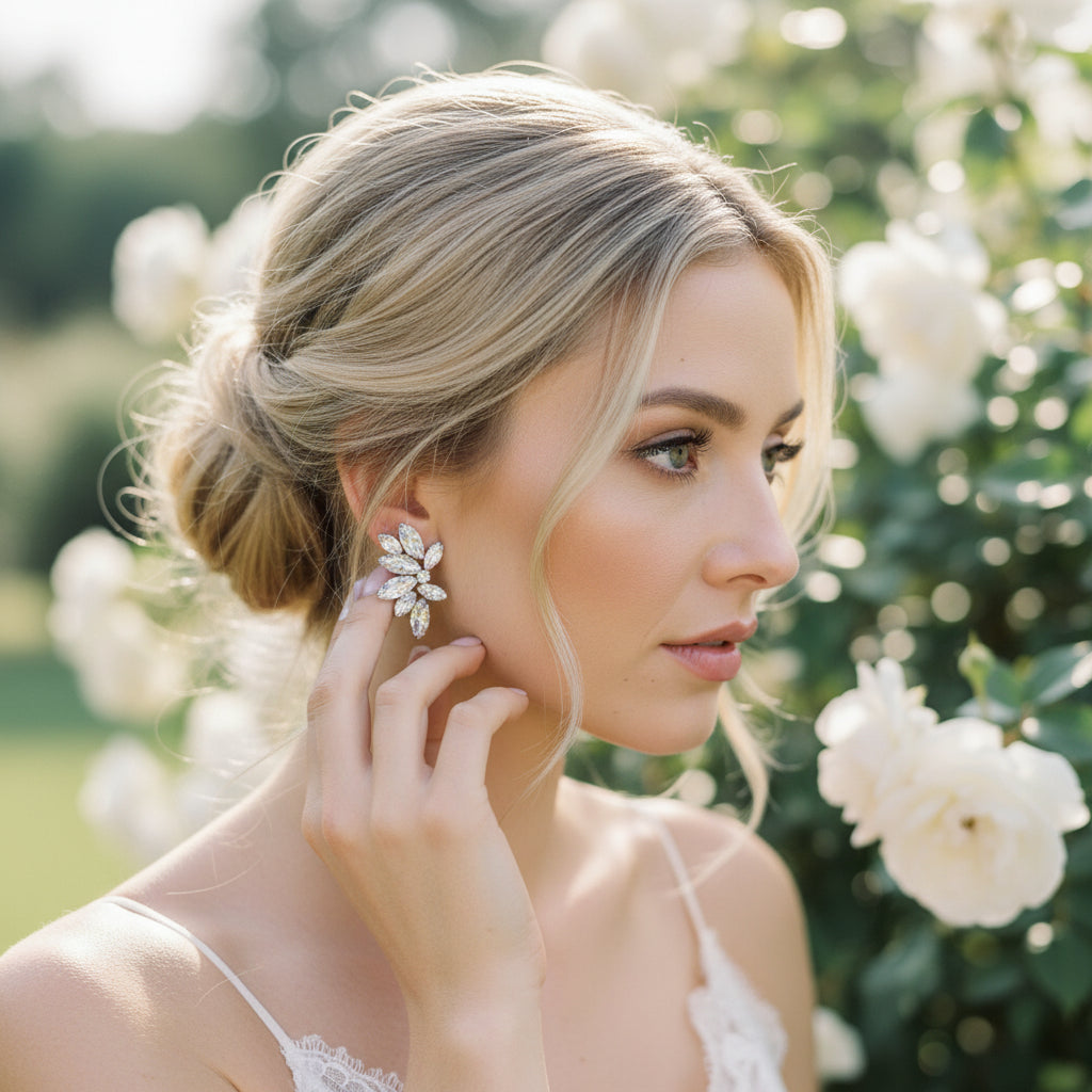 ATHENA COLLECTION - CRYSTAL ELEGANCE EARRINGS - SILVER CZER910