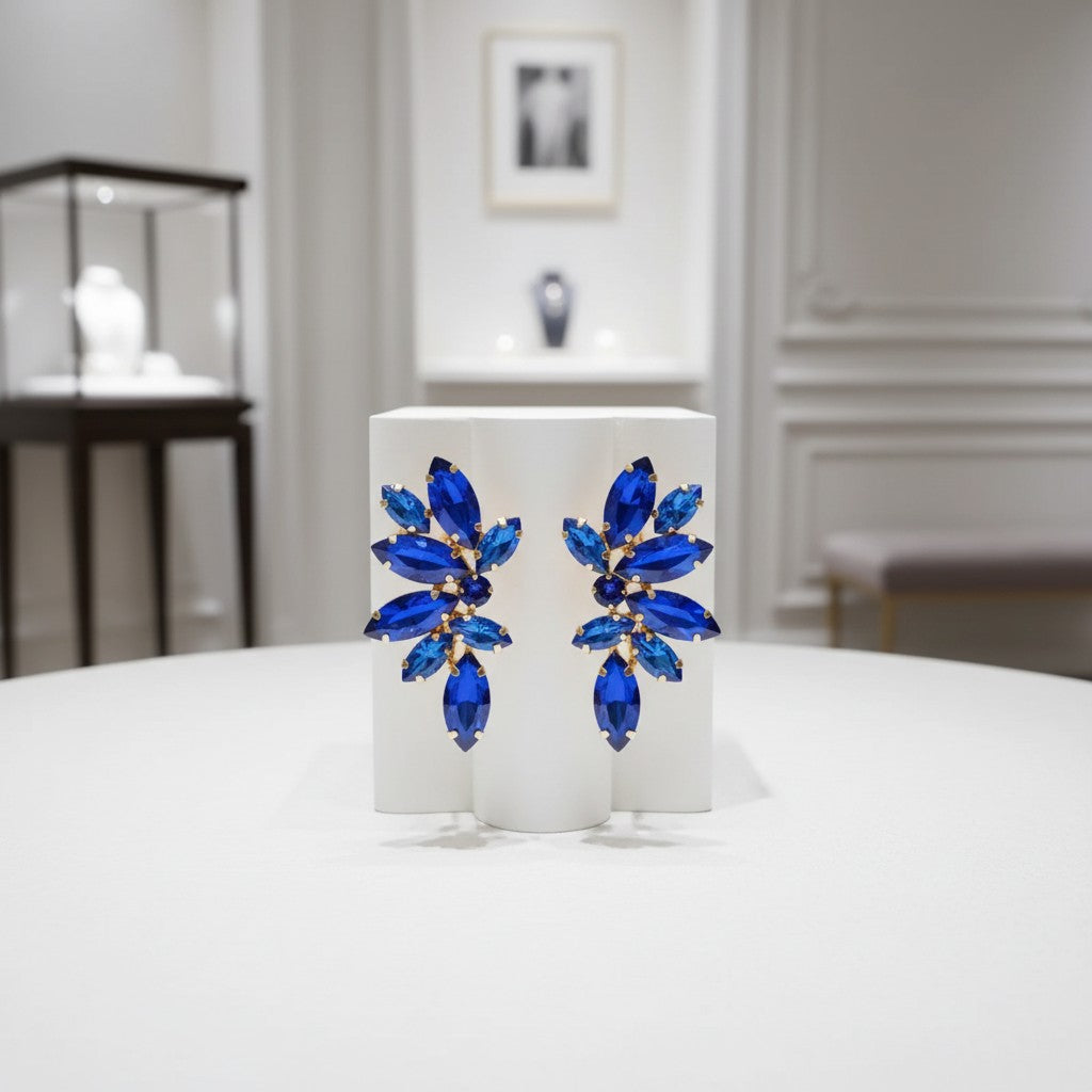 ATHENA COLLECTION - CRYSTAL ELEGANCE EARRINGS - CZER910 SAPPHIRE