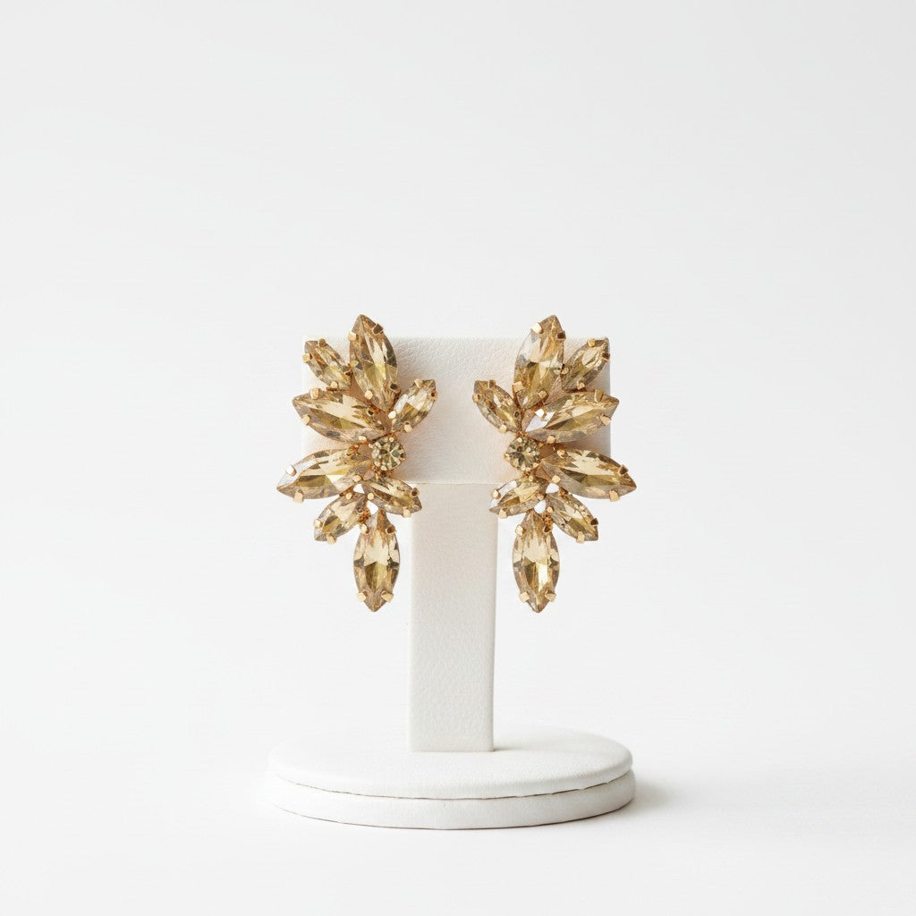 ATHENA COLLECTION - CRYSTAL ELEGANCE EARRINGS - CZER910 CHAMPAGNE