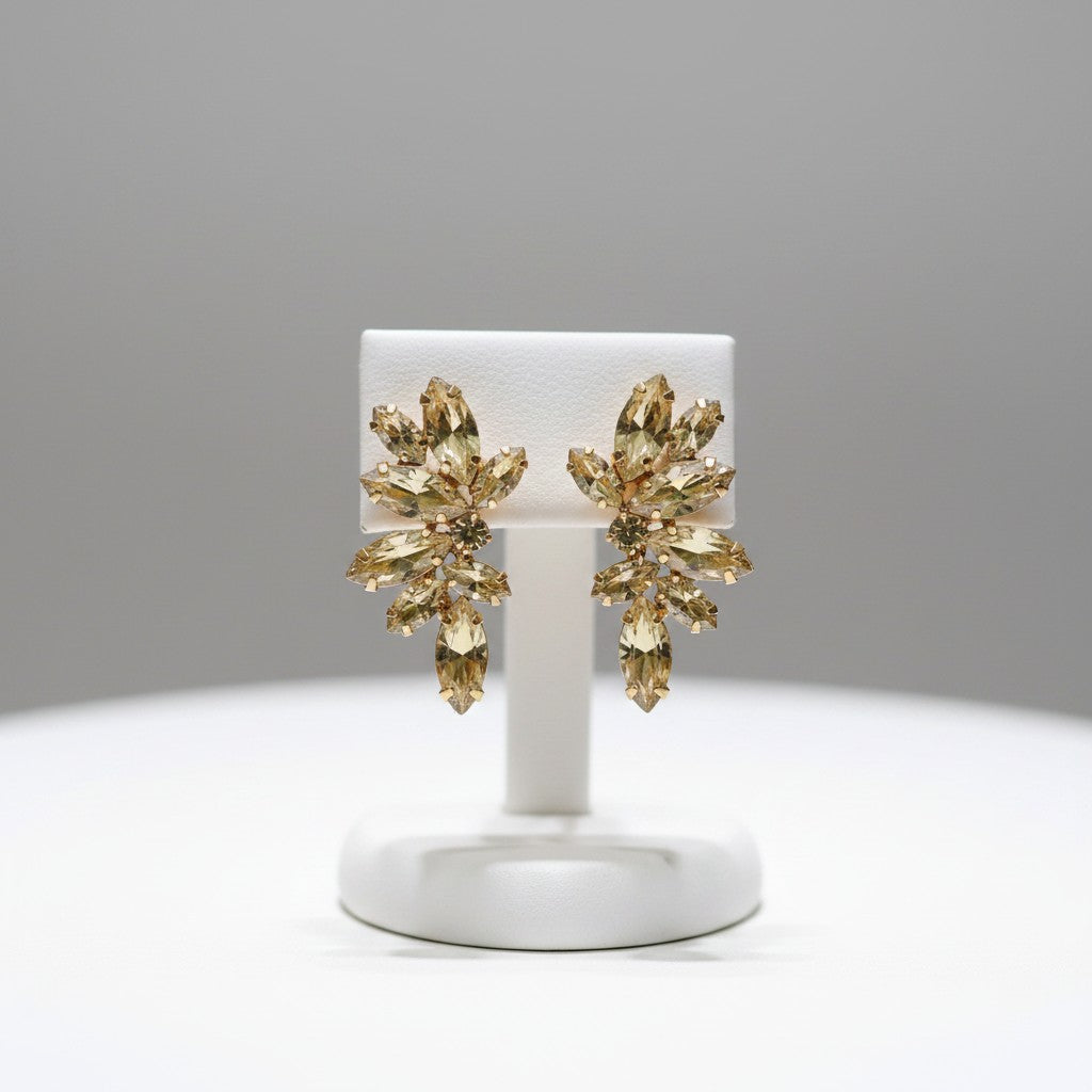 ATHENA COLLECTION - CRYSTAL ELEGANCE EARRINGS - CZER910 CHAMPAGNE