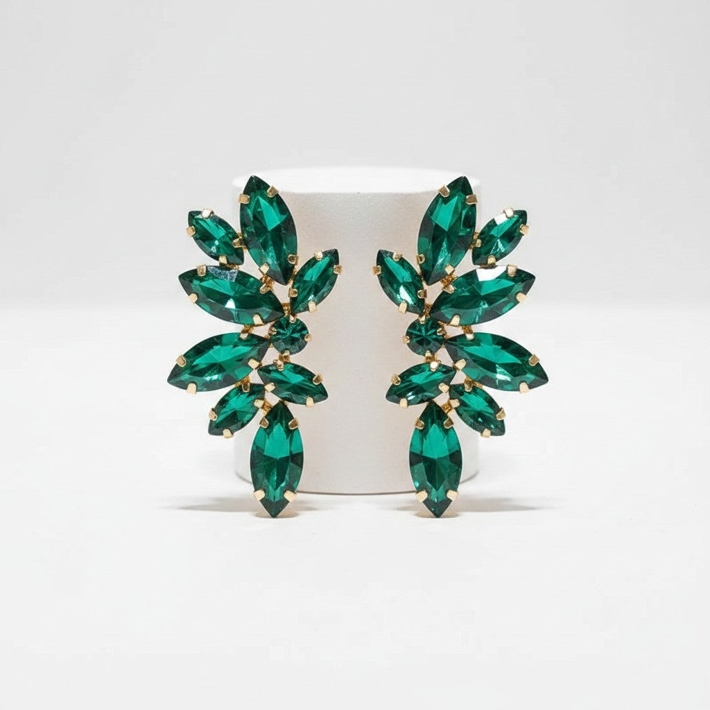 ATHENA COLLECTION - CRYSTAL ELEGANCE EARRINGS - CZER910 EMERALD