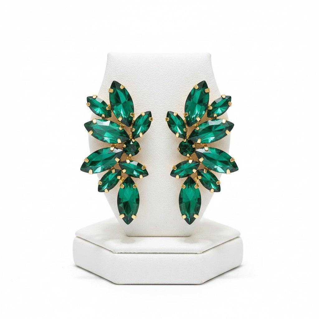 ATHENA COLLECTION - CRYSTAL ELEGANCE EARRINGS - CZER910 EMERALD