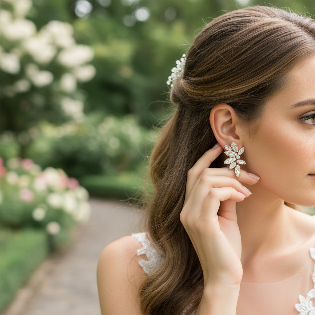ATHENA COLLECTION - CRYSTAL ELEGANCE EARRINGS - SILVER CZER910