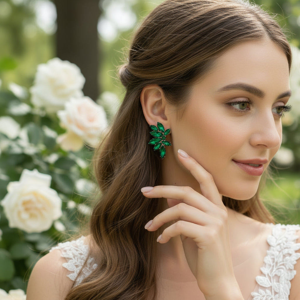 ATHENA COLLECTION - CRYSTAL ELEGANCE EARRINGS - CZER910 EMERALD