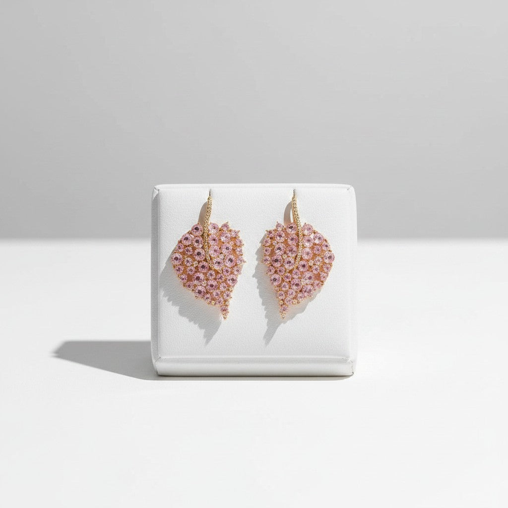 CUBIC ZIRCONIA COLLECTION - PINK SPARKLE EARRINGS -CZER911 PINK
