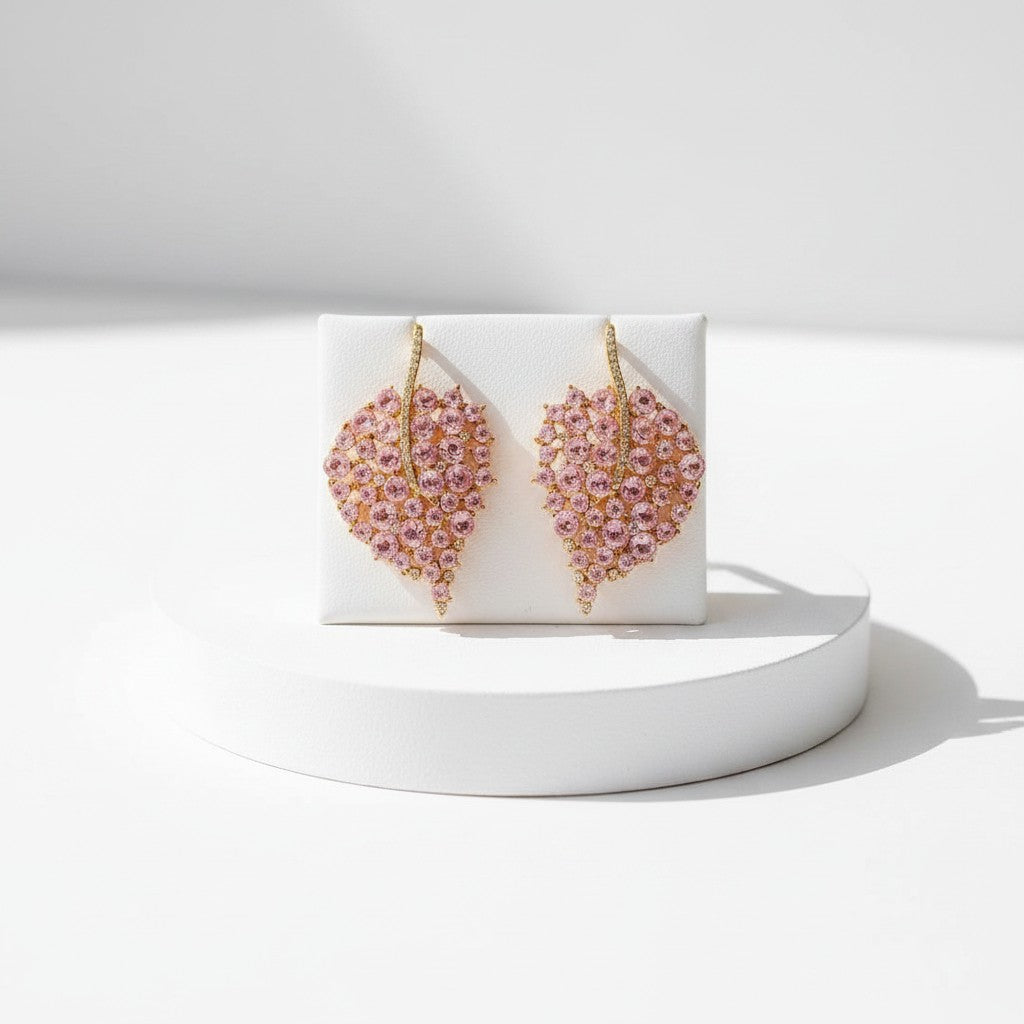 CUBIC ZIRCONIA COLLECTION - PINK SPARKLE EARRINGS -CZER911 PINK