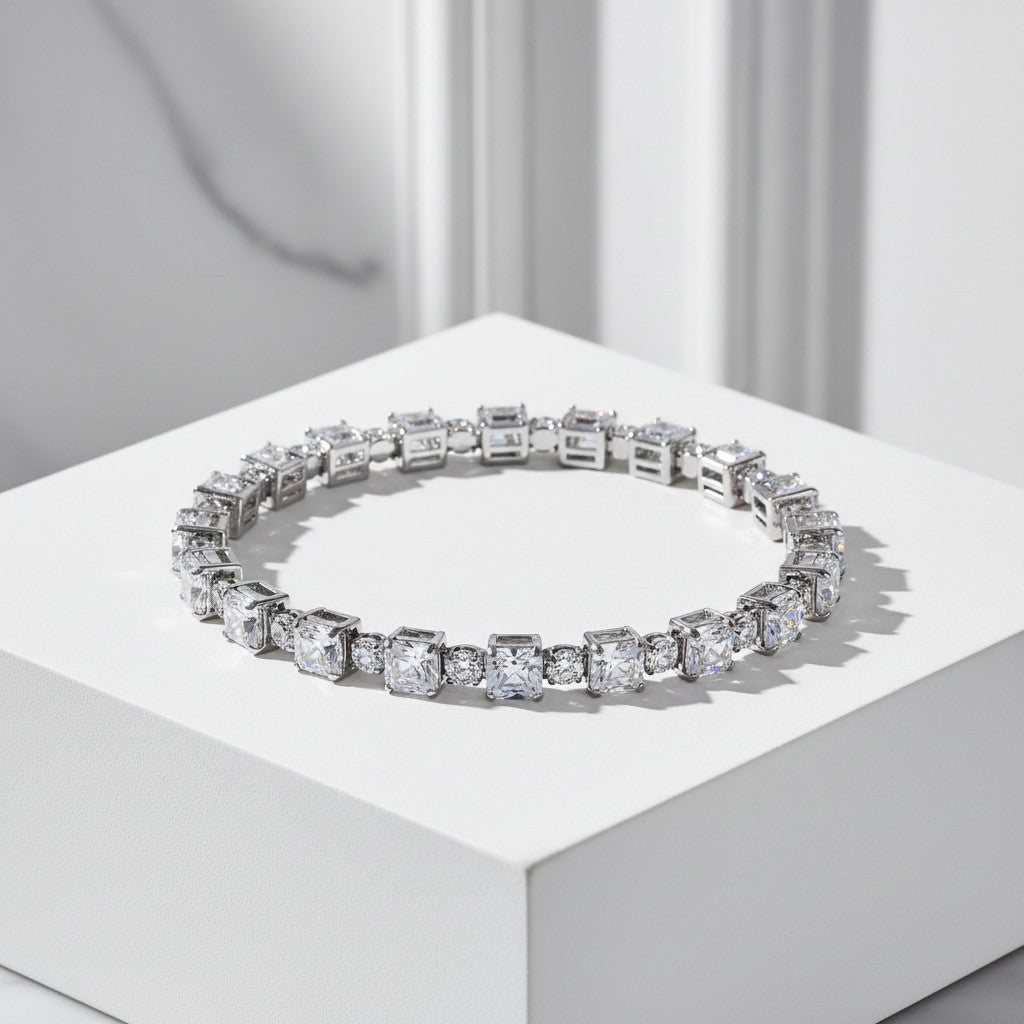 CUBIC ZIRCONIA COLLECTION - HOLLYWOOD CHIC BRACELET - CZBR175 SILVER