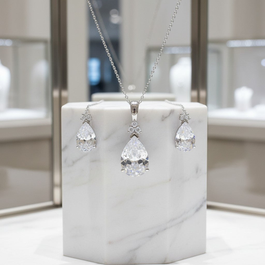 Cubic Zirconia Collection - Delicate Starlet Necklace Set - NK5