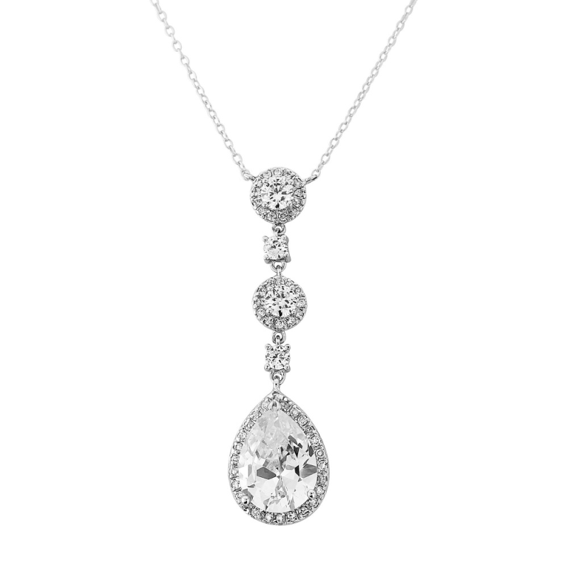 Cubic Zirconia Collection - Eternally Crystal Necklace (Silver) - NK7