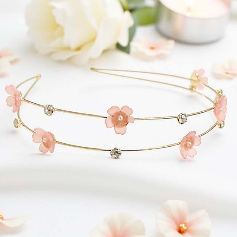 ATHENA COLLECTION - FLORAL BRIDESMAID HEADBAND - AHB223 PINK