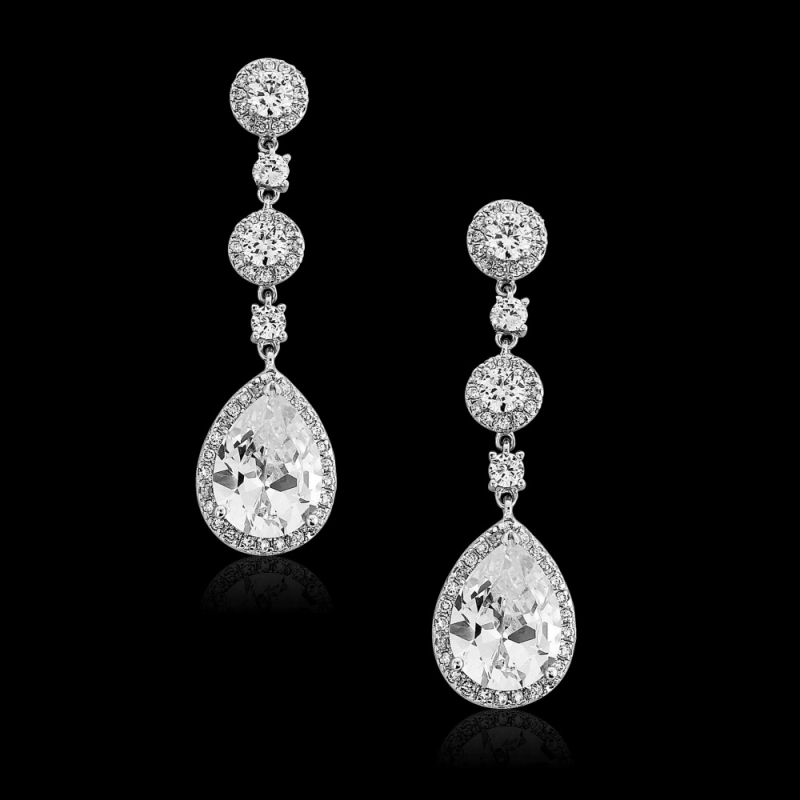 Cubic Zirconia Collection - Eternally Crystal Earrings - (Silver)- ER317